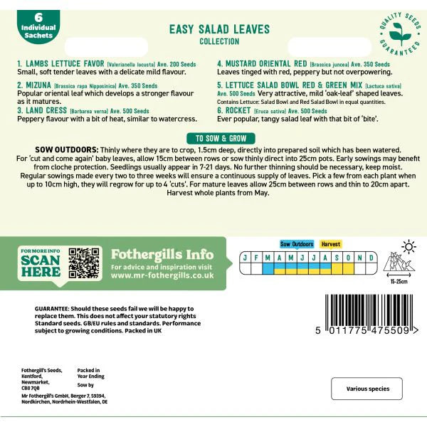 Fothergill's Salad Leaves Easy Seed Collection