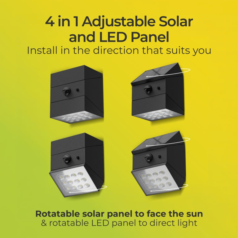 Luceco Rubix solar wall light with motion sensor for exterior garden walls
