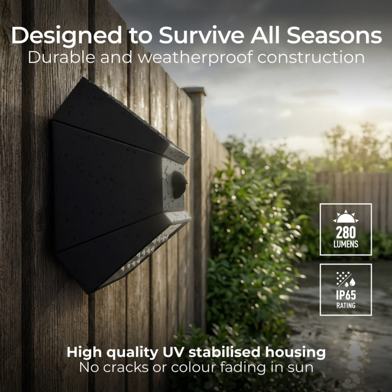 Luceco Rubix solar wall light with motion sensor for exterior garden walls
