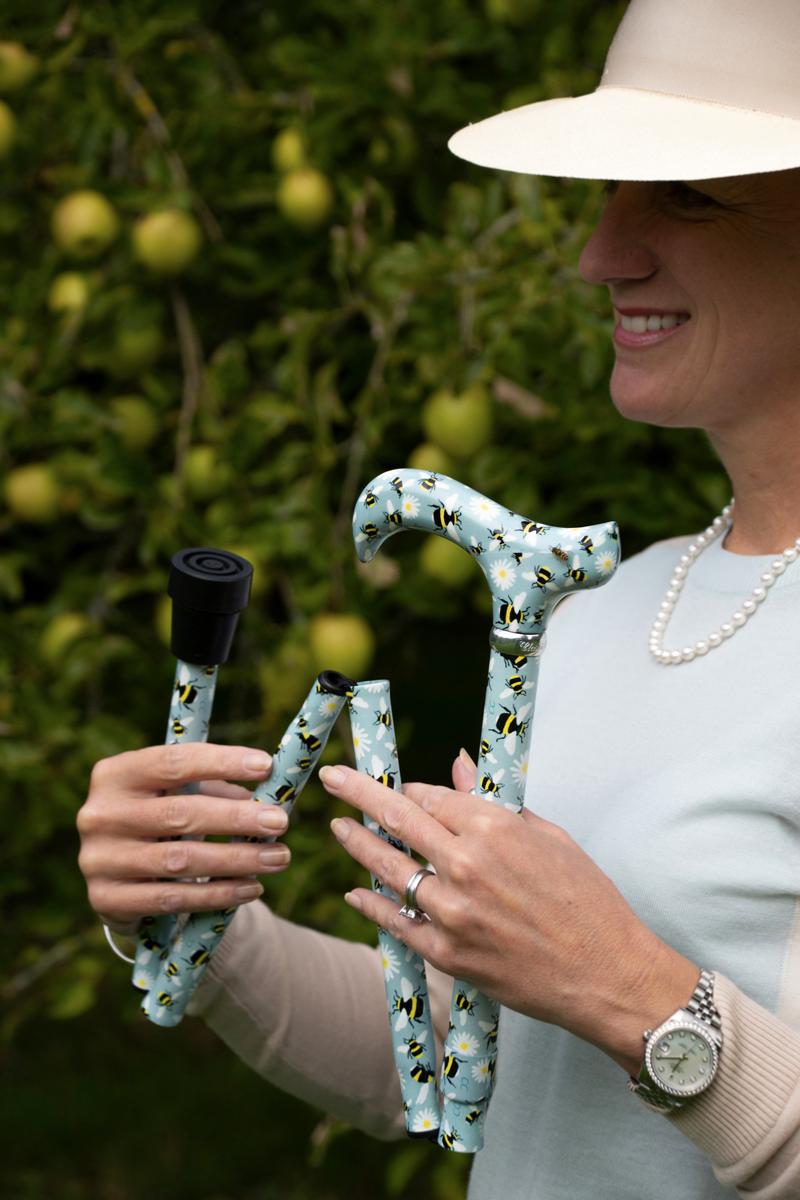 Classic Canes Folding Derby Bee Print Adjustable Cane