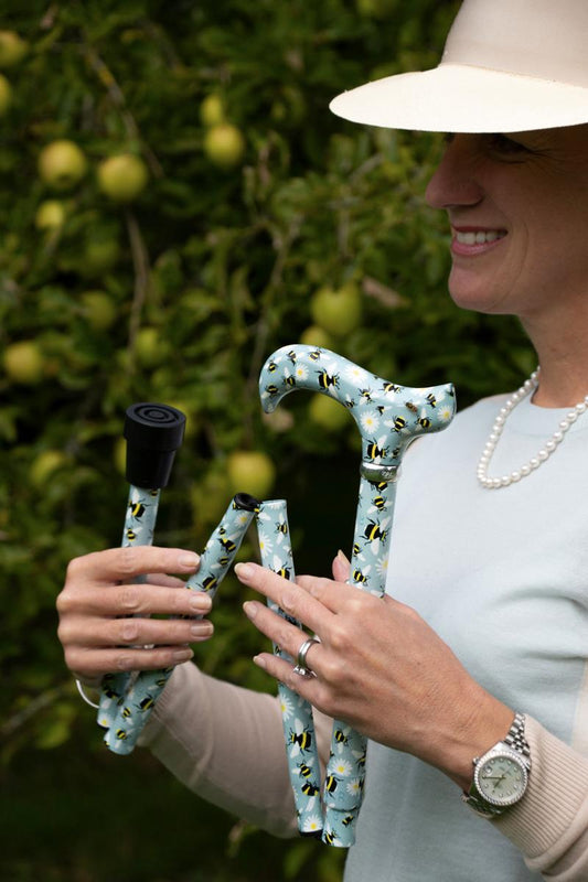 Classic Canes Folding Derby Bee Print Adjustable Cane