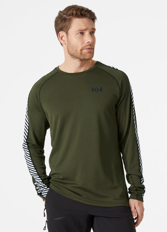  Helly Hansen LIFA ACTIVE Stripe Crew Base Layer - Utility Green