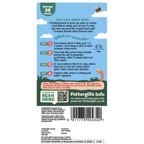 Fothergill's Little Gardeners Beanstalk Runnerbean Seeds
