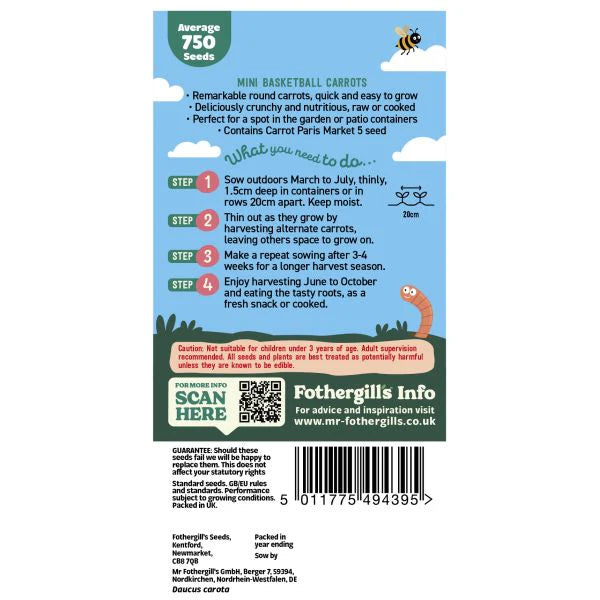 Fothergill's Little Gardeners Basketball Carrots Seeds