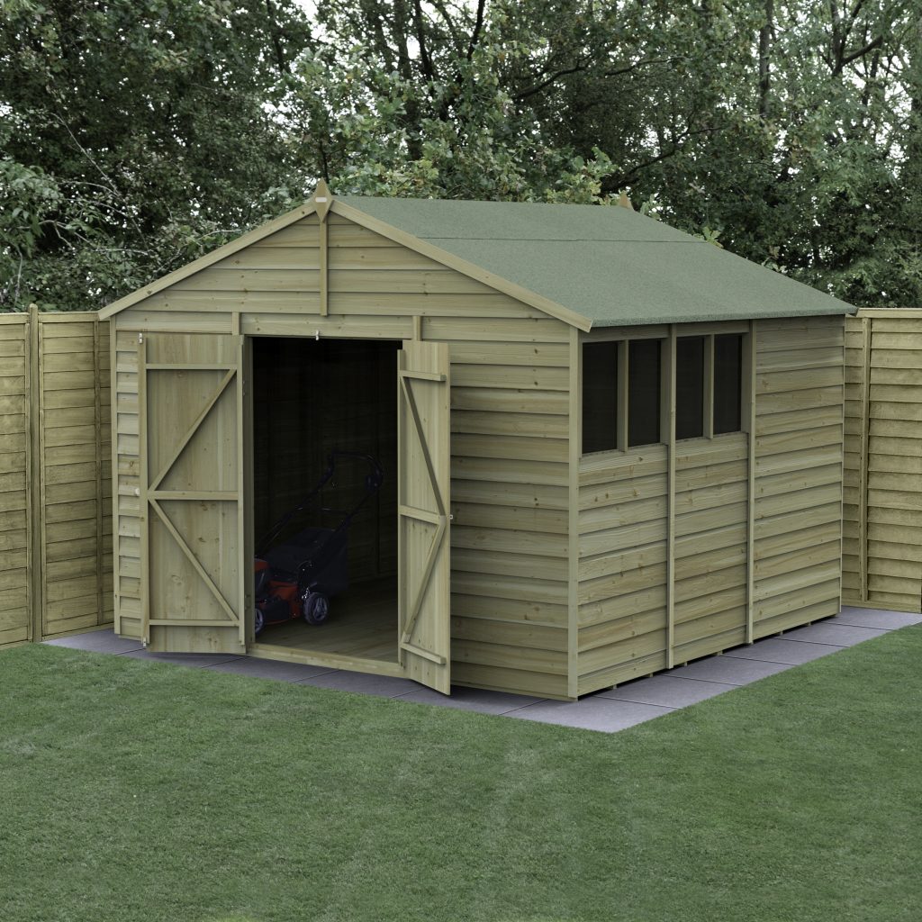 Forest Garden 4life Apex Shed 10x10 with Double Door and 4 Windows