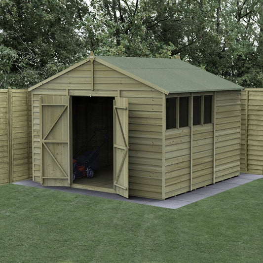 Forest Garden 4life Apex Shed 10x10 with Double Door and 4 Windows