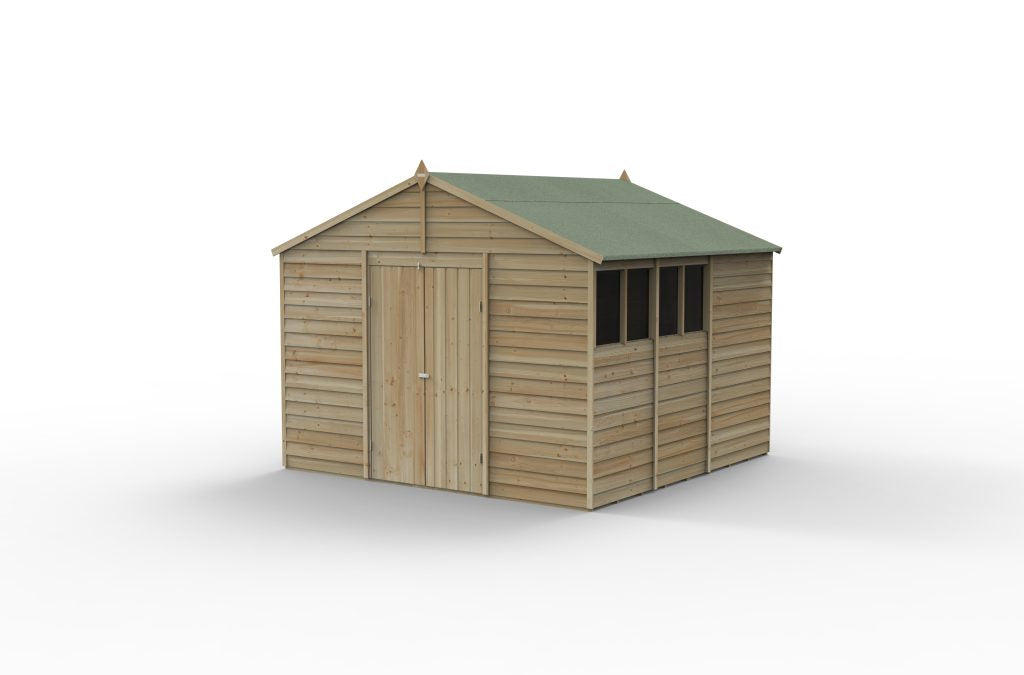 Forest Garden 4life Apex Shed 10x10 with Double Door and 4 Windows