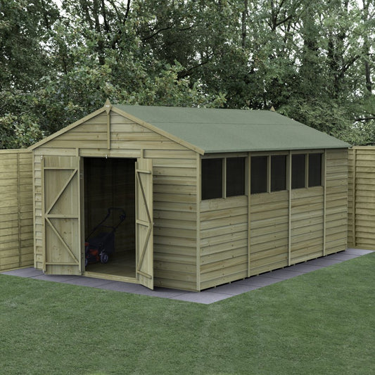 Forest Garden 4life Apex Shed 10x15 with Double Door and 6 Windows