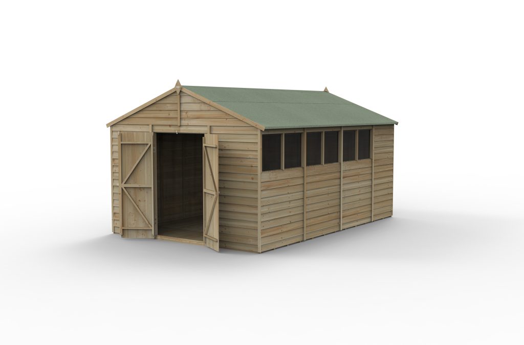 Forest Garden 4life Apex Shed 10x15 with Double Door and 6 Windows