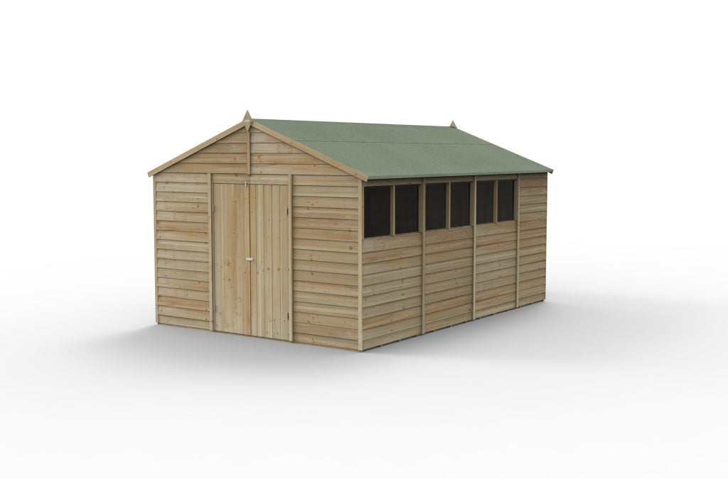 Forest Garden 4life Apex Shed 10x15 with Double Door and 6 Windows