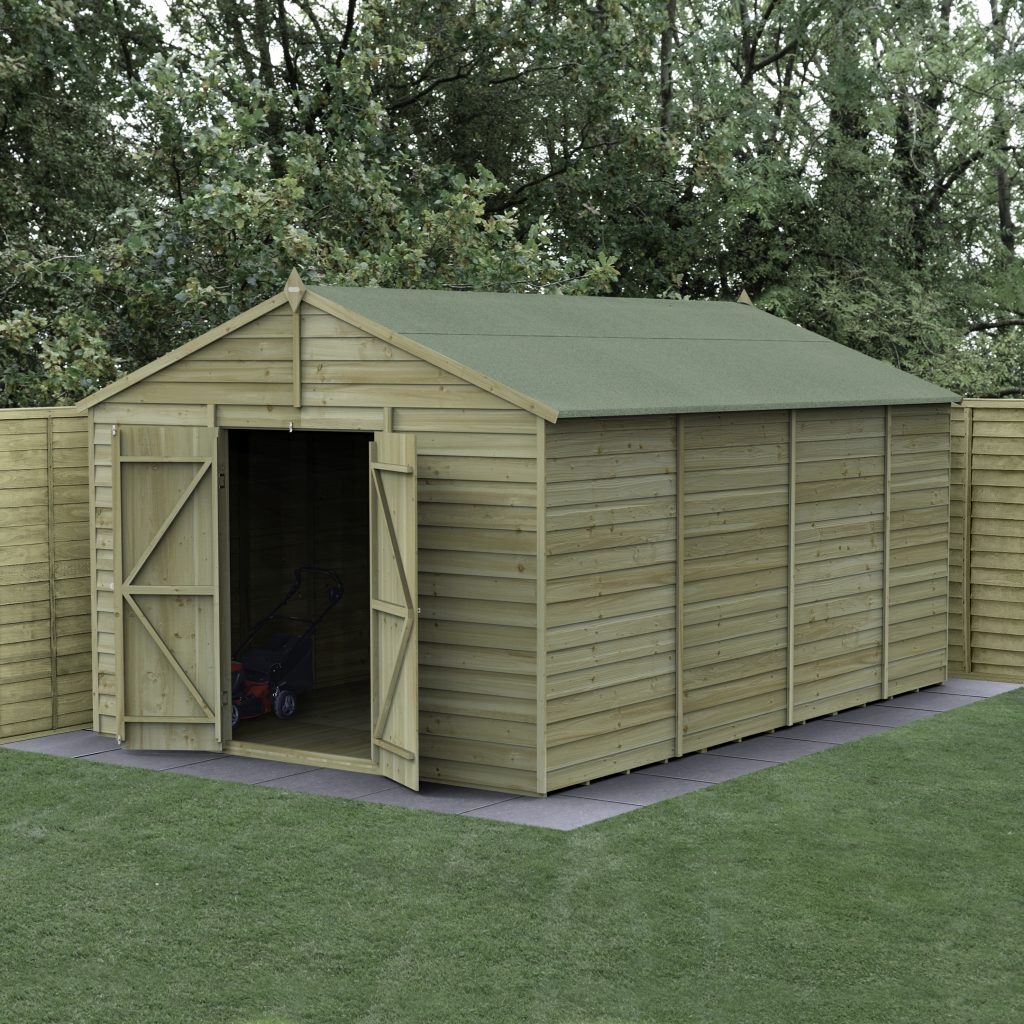 Forest Garden 4life Apex Shed 10x15 with Double Door and No Windows