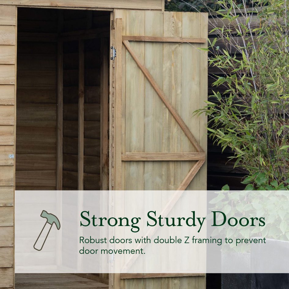 Forest Garden 4life Apex Shed 6x8 with Lean-To, Double Door and 2 Windows