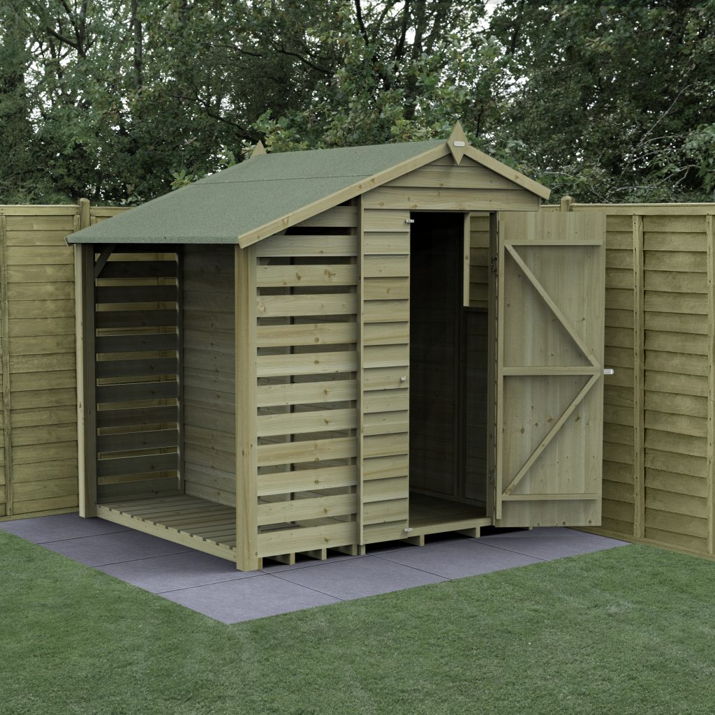 Forest Garden 4life Apex Shed 4x6 with Lean-To and Window