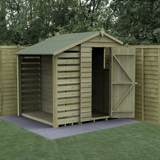 Forest Garden 4life Apex Shed 4x6 with Lean-To and Window