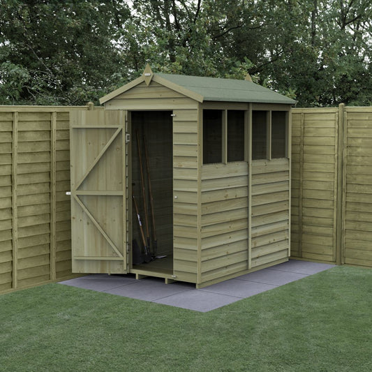 Forest Garden 4life Apex Shed 4x6 - Single Door - 4 Windows