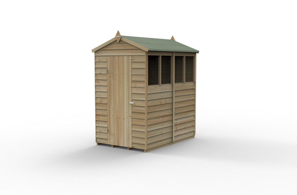 Forest Garden 4life Apex Shed 4x6 - Single Door - 4 Windows