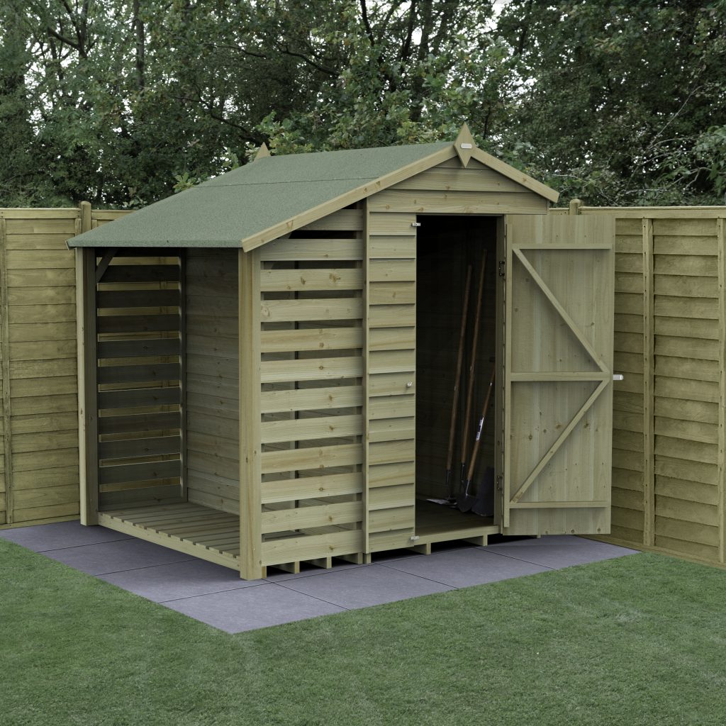 Forest Garden 4life Apex Shed 4x6 with Lean-To and No Windows