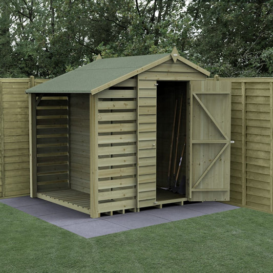 Forest Garden 4life Apex Shed 4x6 with Lean-To and No Windows
