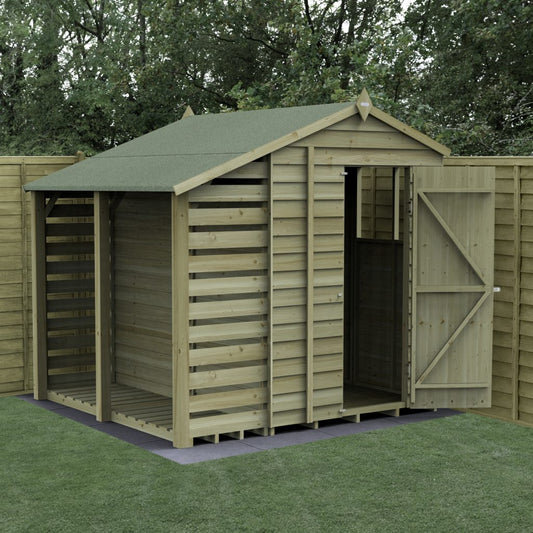 Forest Garden 4life Apex Shed 5x7 with Lean-To and 2 Windows