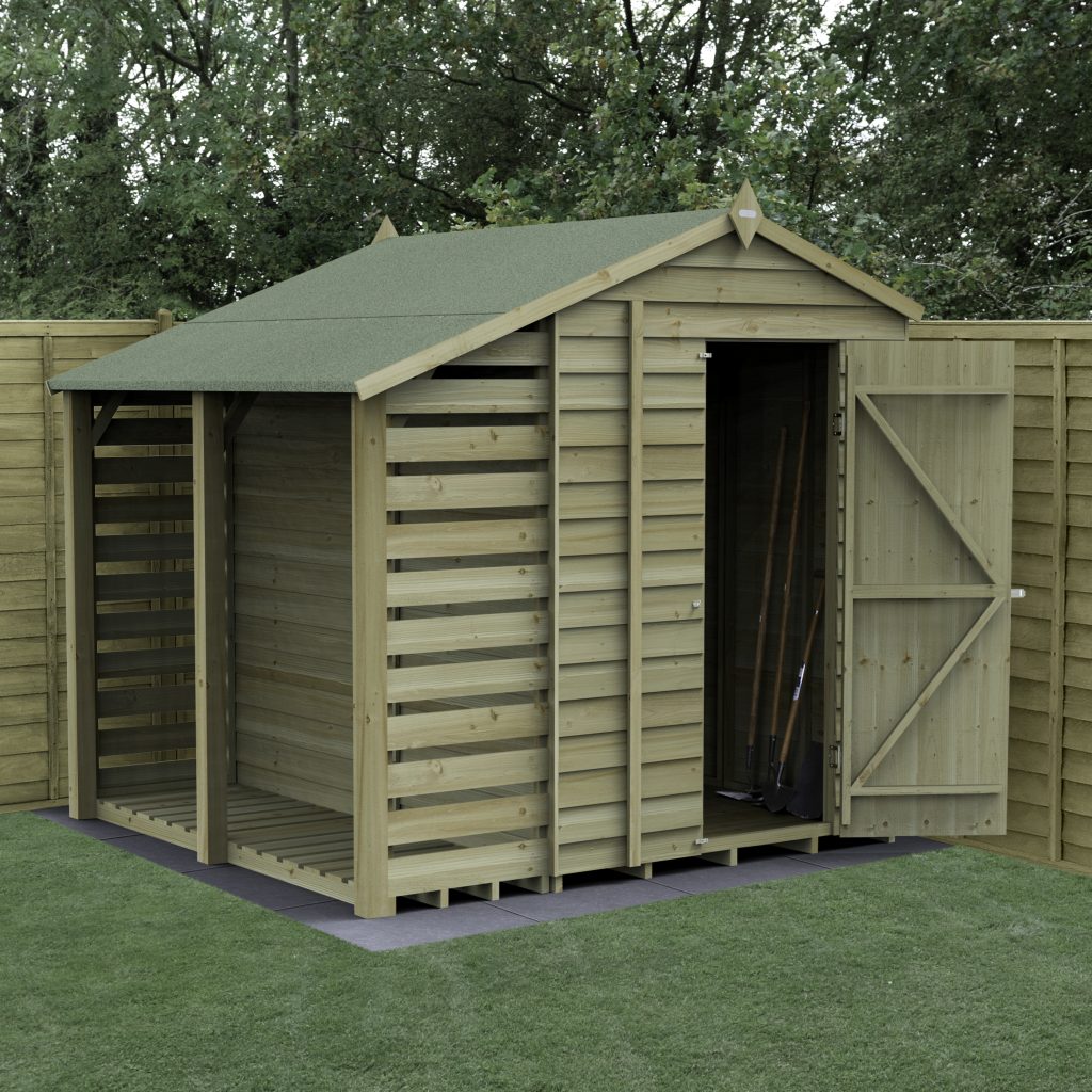 Forest Garden 4life Apex Shed 5x7 with Lean-To and No Windows