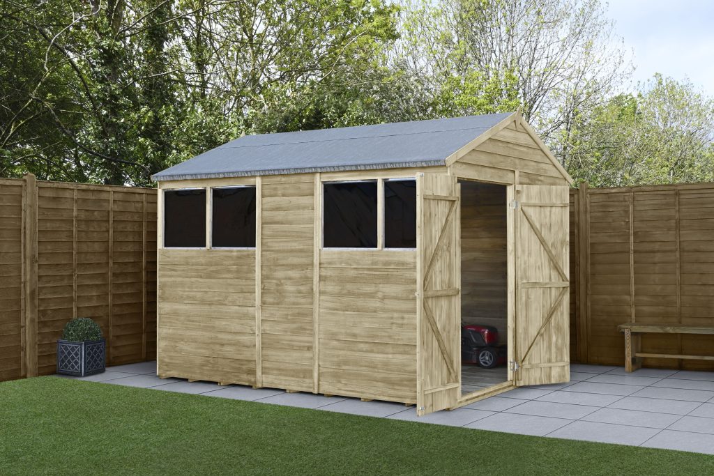 Forest Garden 4life Apex Shed 6x10 - Double Door - 4 Windows