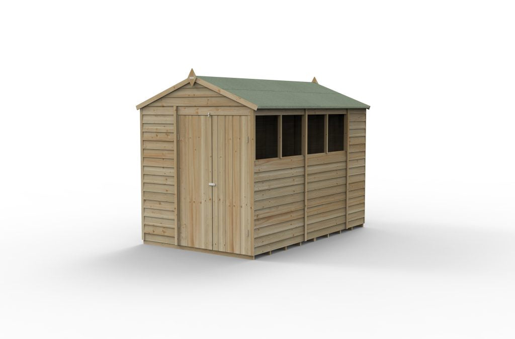 Forest Garden 4life Apex Shed 6x10 - Double Door - 4 Windows