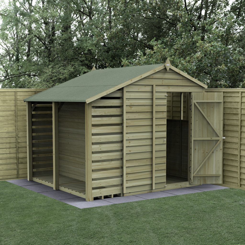 Forest Garden 4life Apex Shed 6x8 with Lean-To and 2 Windows