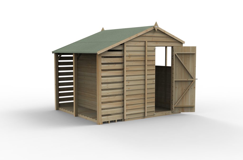 Forest Garden 4life Apex Shed 6x8 with Lean-To and 2 Windows
