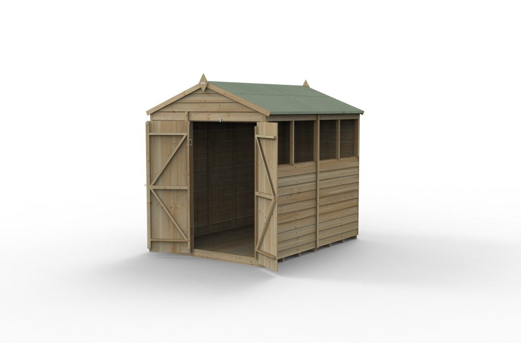 Forest Garden 4life Apex Shed 6x8 - Double Door - 4 Windows