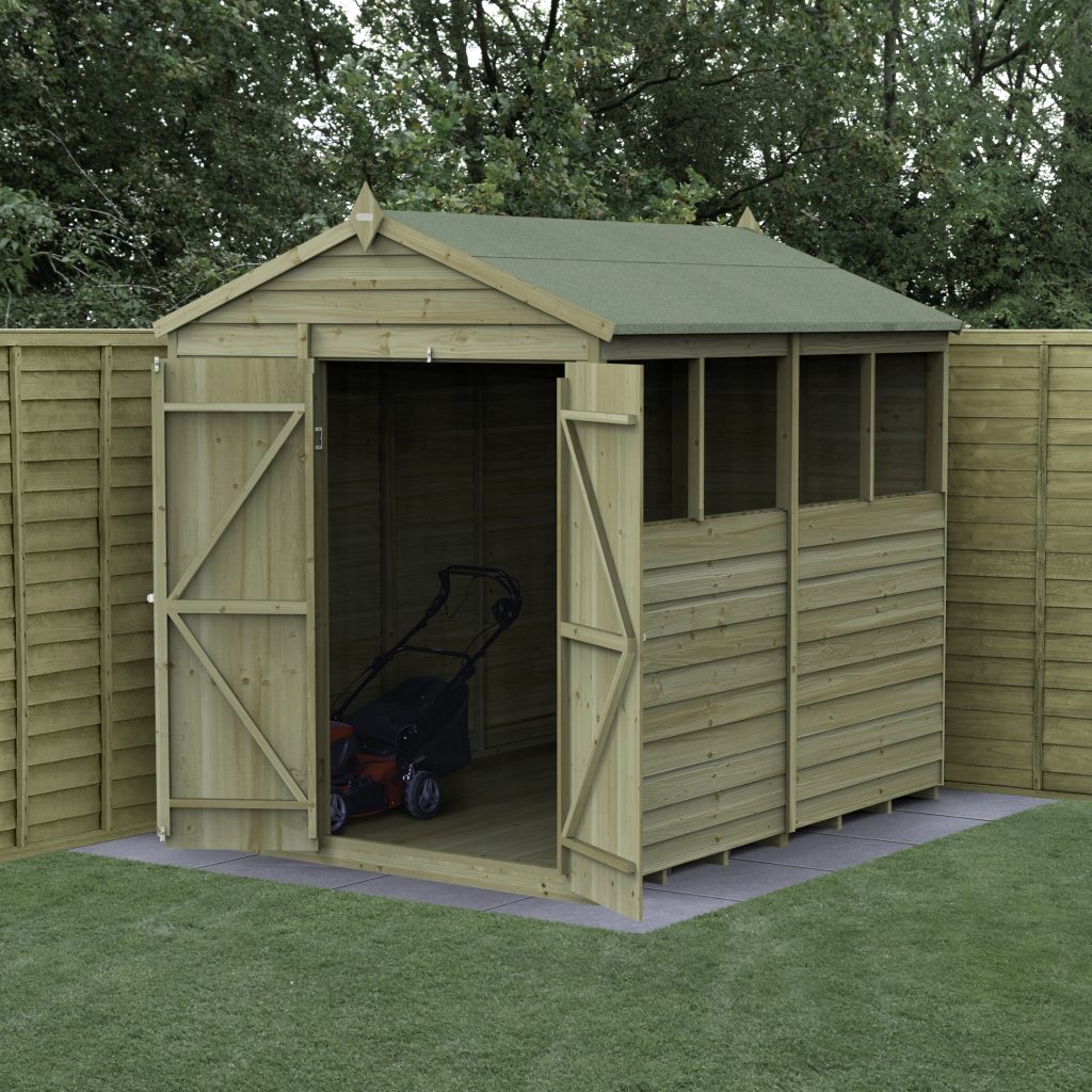 Forest Garden 4life Apex Shed 6x8 - Double Door - 4 Windows