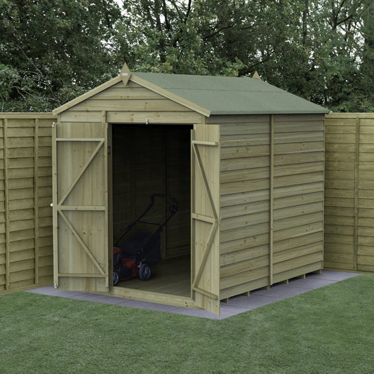Forest Garden 4life Apex Shed 6x8 with Double Door and No Windows