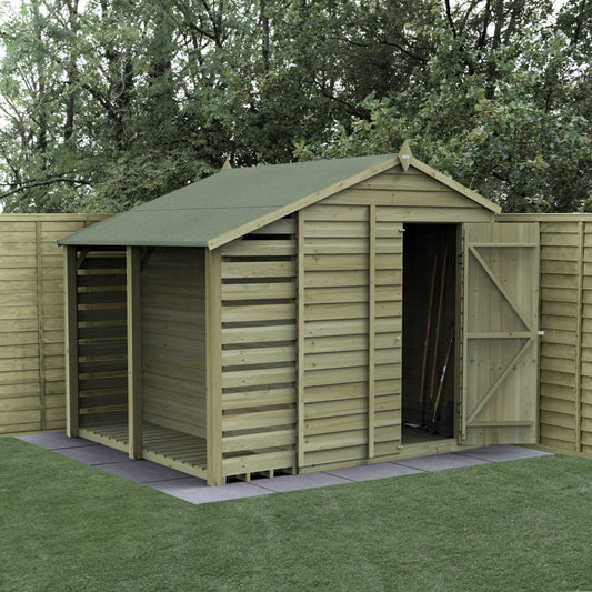 Forest Garden 4life Apex Shed 6x8 with Lean-To and No Windows