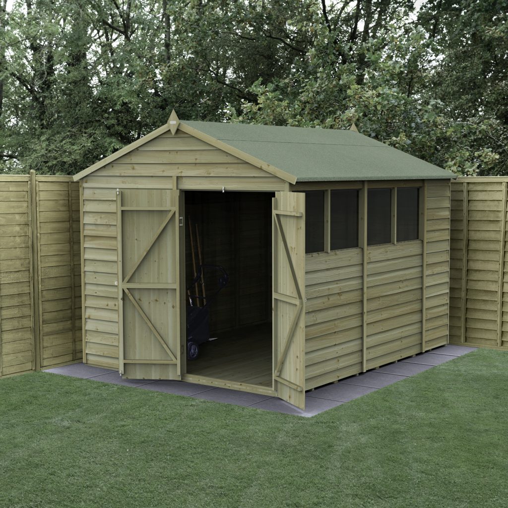 Forest Garden 4life Apex Shed 8x10 with Double Door and 4 Windows