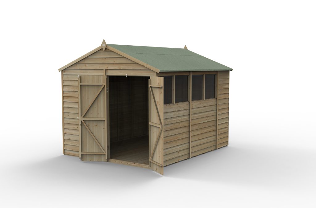 Forest Garden 4life Apex Shed 8x10 with Double Door and 4 Windows