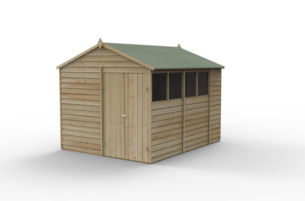 Forest Garden 4life Apex Shed 8x10 with Double Door and 4 Windows