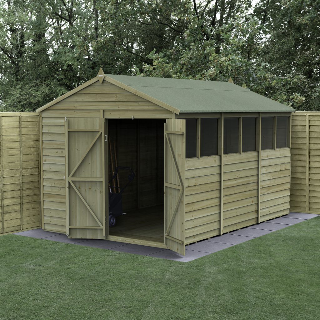 Forest Garden 4life Apex Shed 8x12 - Double Door - 6 Windows