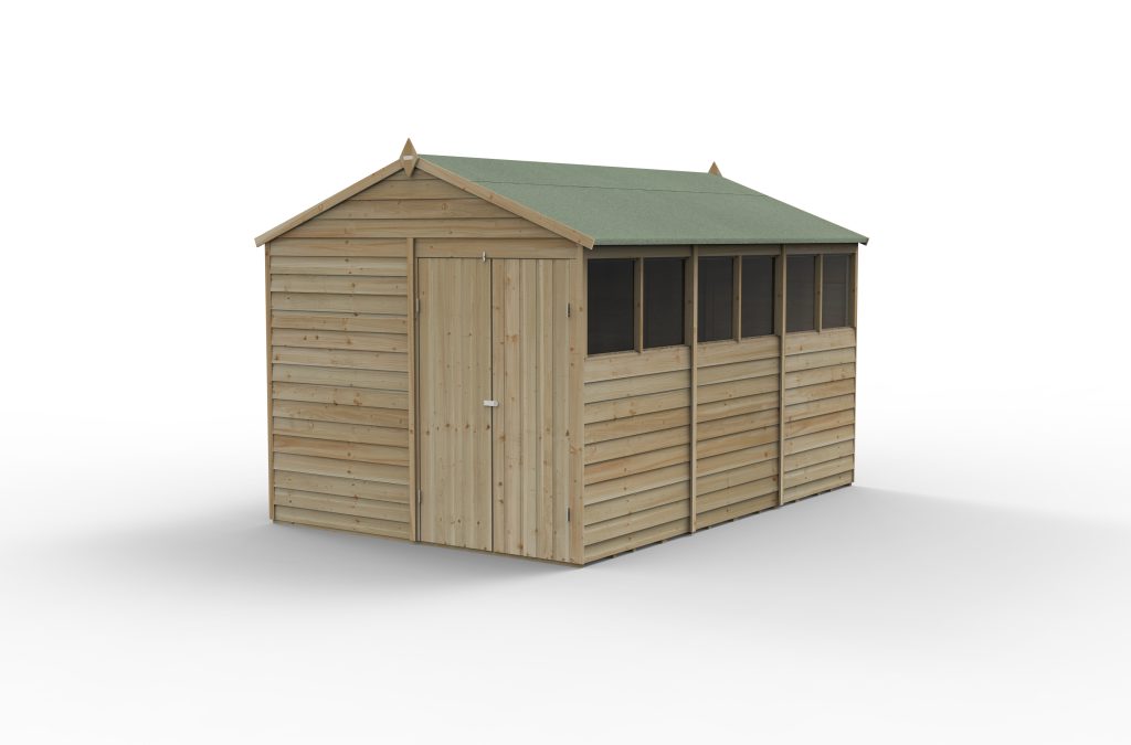 Forest Garden 4life Apex Shed 8x12 - Double Door - 6 Windows