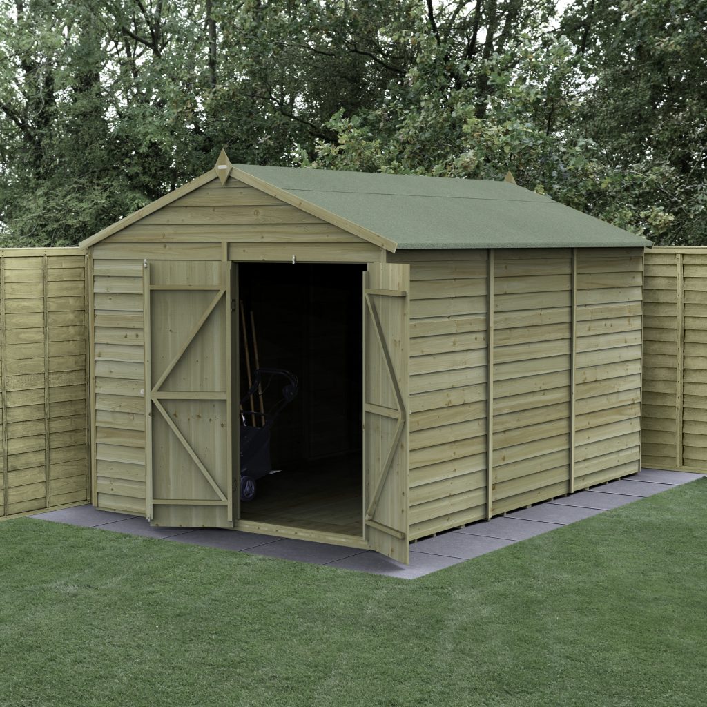 Forest Garden 4life Apex Shed 8x12 with Double Door and No Windows