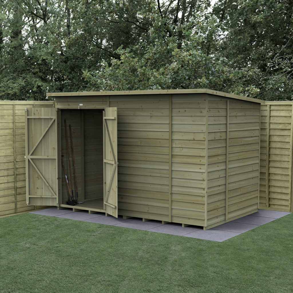 Forest Garden 4life Pent Shed 10x6 with No Windows and Double Door