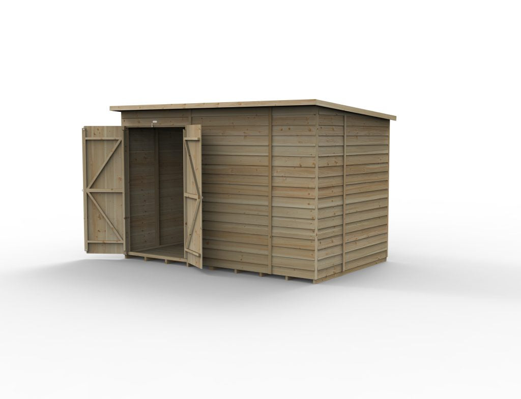 Forest Garden 4life Pent Shed 10x6 with No Windows and Double Door