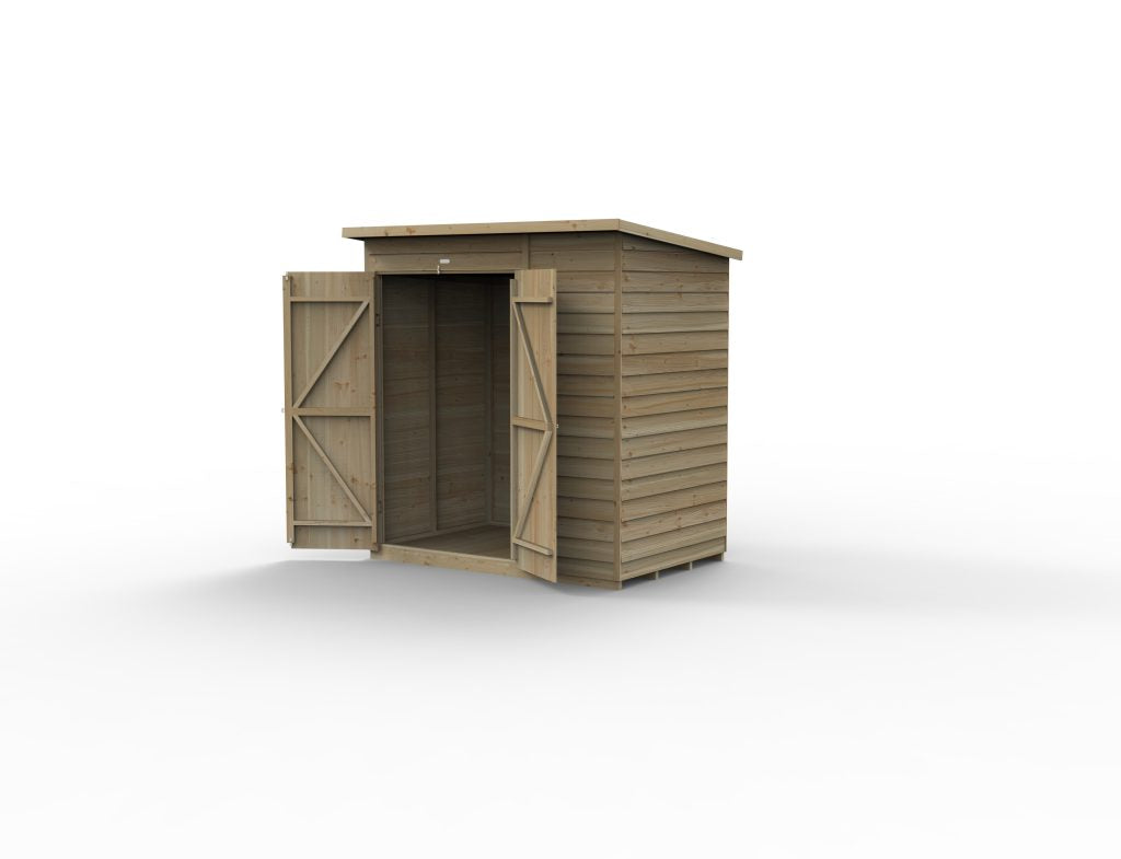 Forest Garden 4life Pent Shed 6x4 with No Windows and Double Door