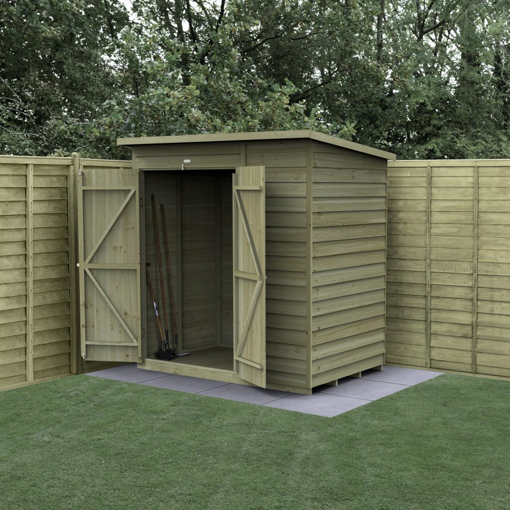 Forest Garden 4life Pent Shed 6x4 with No Windows and Double Door