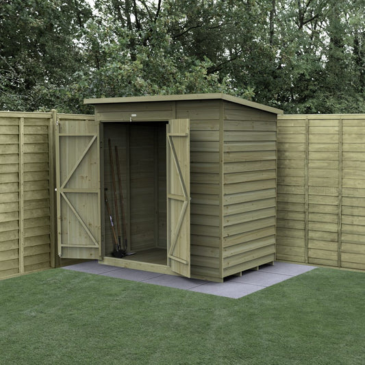 Forest Garden 4life Pent Shed 6x4 with No Windows and Double Door