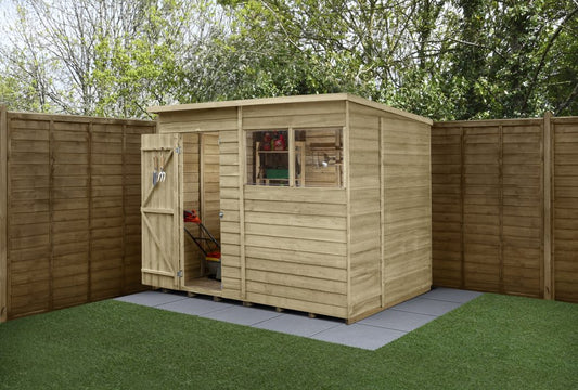 Forest Garden 4life Pent Shed 8x6 - Single Door - 2 Windows