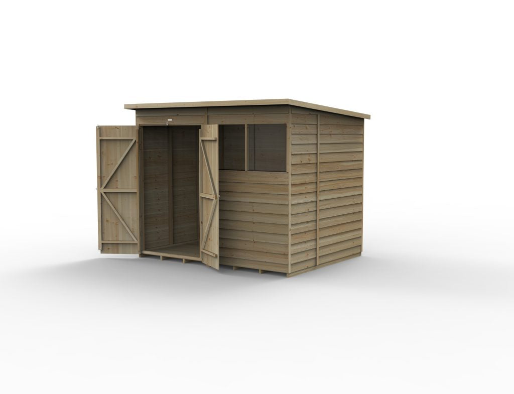 Forest Garden 4life Pent Shed 8x6 with 2 Windows and Double Door