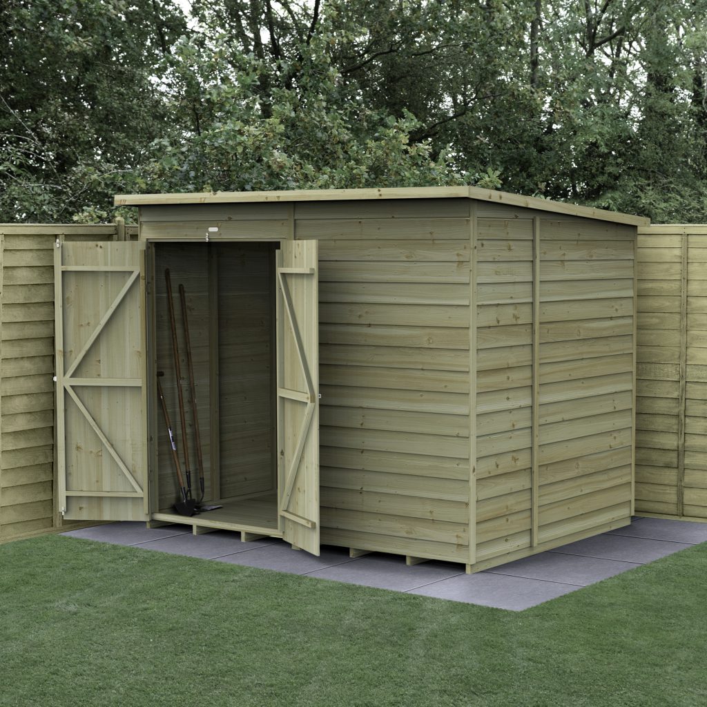 Forest Garden 4life Pent Shed 8x6 with No Windows and Double Door