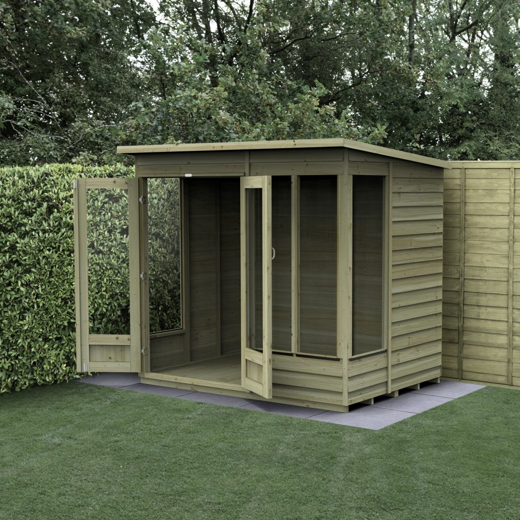 Forest Garden 4life Pent Summerhouse 7x5 with Double Doors and 4 Windows