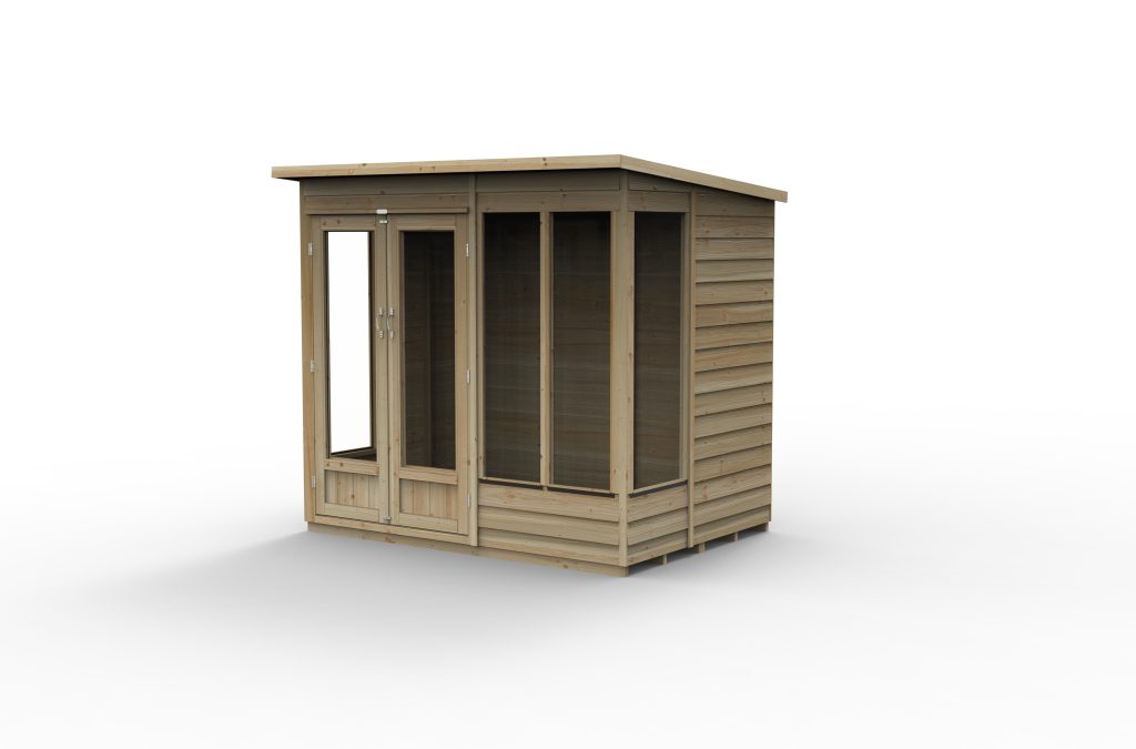 Forest Garden 4life Pent Summerhouse 7x5 with Double Doors and 4 Windows