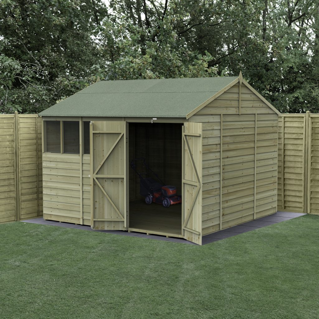 Forest Garden 4life Reverse Apex Shed 10x10 with Double Door and 4 Windows