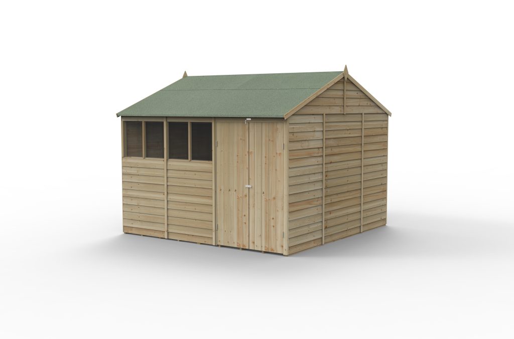 Forest Garden 4life Reverse Apex Shed 10x10 with Double Door and 4 Windows